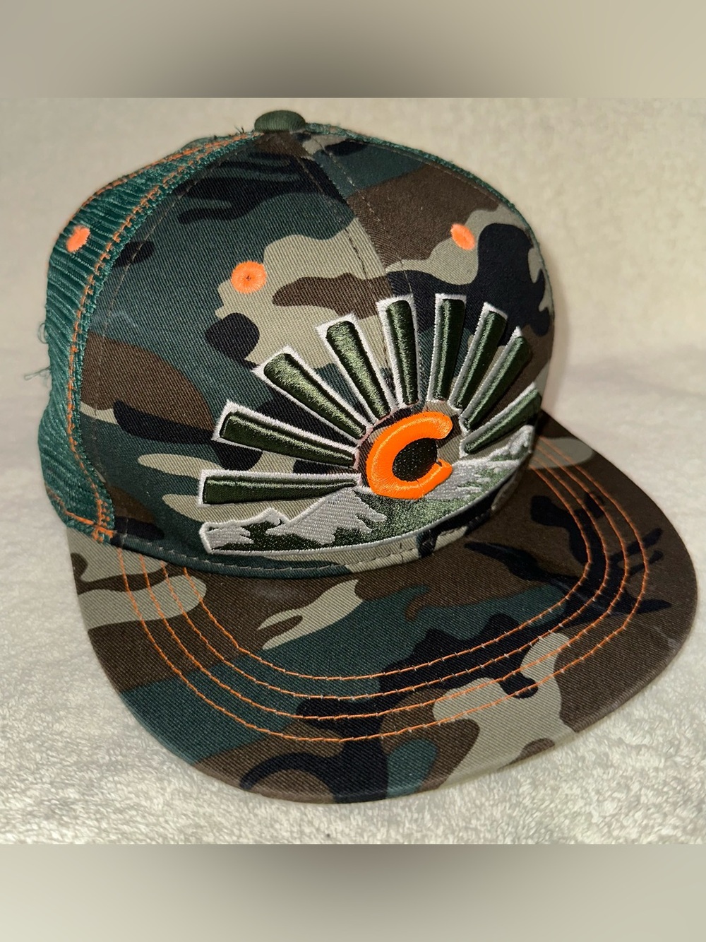 Aksels Colorado Camo Trucker Hat Mountain Sunset Snapback Cap Camouflage Mesh OS